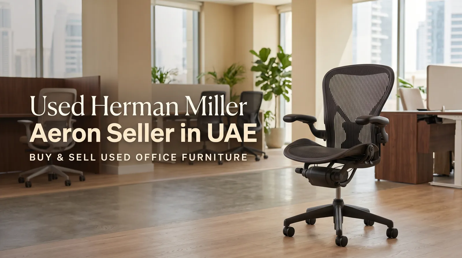 Used Herman Miller Aeron seller in UAE: Aeron chair in an office, buy and sell used office furniture